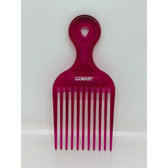 VTG Conair Pink Hair Styling Pick Hard Clear Acrylic Comb Plastic Lift 90s Retro - Picture 1 of 3